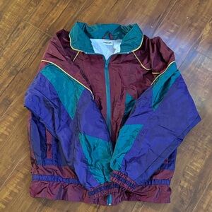 Colorblock Vintage Windbreaker Jacket - Teal, Purple, Burgundy